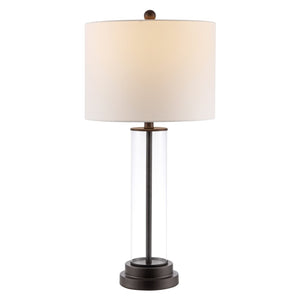 Safavieh CASSIAN, Elegant 29.25 Inch Glass Table Lamp with Brass-Toned Iron for Stylish Home Illumination Clear / Bronze TBL4253B