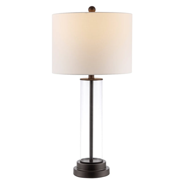 Safavieh CASSIAN, Elegant 29.25 Inch Glass Table Lamp with Brass-Toned Iron for Stylish Home Illumination Clear / Bronze TBL4253B