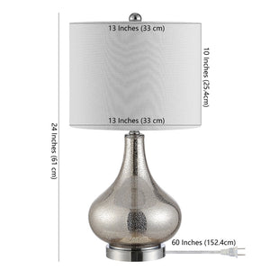 Safavieh BROOKS, Elegant Glass Table Lamp with Sculptural Design for Modern Home Décor and Ambient Lighting Silver TBL4254A