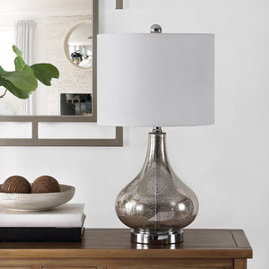 Safavieh BROOKS, Elegant Glass Table Lamp with Sculptural Design for Modern Home Décor and Ambient Lighting Silver TBL4254A
