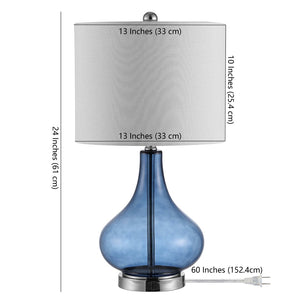 Safavieh BROOKS, Elegant Glass Table Lamp with Sculptural Design for Modern Home Décor and Ambient Lighting Blue TBL4254B