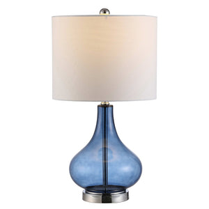 Safavieh BROOKS, Elegant Glass Table Lamp with Sculptural Design for Modern Home Décor and Ambient Lighting Blue TBL4254B