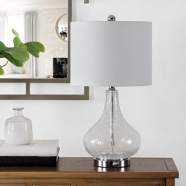 Safavieh BROOKS, Elegant Glass Table Lamp with Sculptural Design for Modern Home Décor and Ambient Lighting Clear TBL4254C