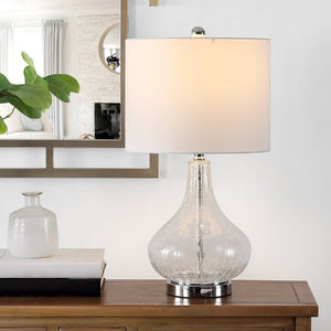 Safavieh BROOKS, Elegant Glass Table Lamp with Sculptural Design for Modern Home Décor and Ambient Lighting Clear TBL4254C