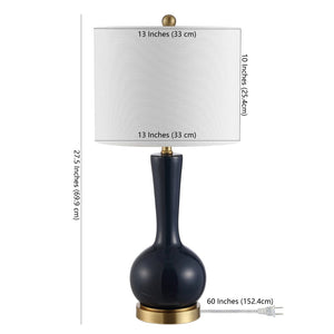 Safavieh GAETNA, Elegant Glass Table Lamp for Ambient Lighting in Living Rooms, Bedrooms, and Offices Navy TBL4255A