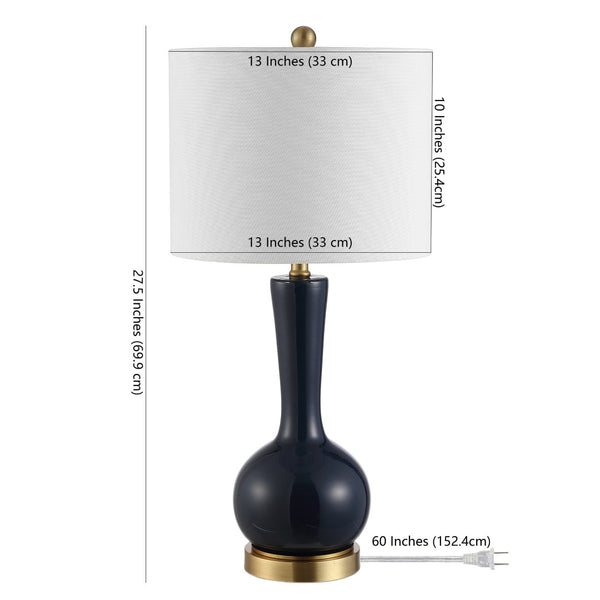 Safavieh GAETNA, Elegant Glass Table Lamp for Ambient Lighting in Living Rooms, Bedrooms, and Offices Navy TBL4255A