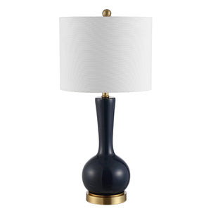 Safavieh GAETNA, Elegant Glass Table Lamp for Ambient Lighting in Living Rooms, Bedrooms, and Offices Navy TBL4255A