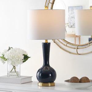 Safavieh GAETNA, Elegant Glass Table Lamp for Ambient Lighting in Living Rooms, Bedrooms, and Offices Navy TBL4255A