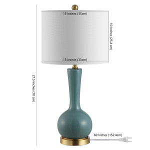 Safavieh GAETNA, Elegant Glass Table Lamp for Ambient Lighting in Living Rooms, Bedrooms, and Offices Blue TBL4255B