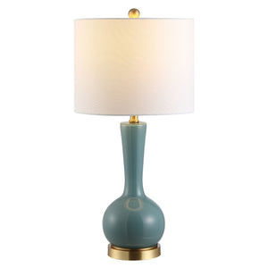 Safavieh GAETNA, Elegant Glass Table Lamp for Ambient Lighting in Living Rooms, Bedrooms, and Offices Blue TBL4255B