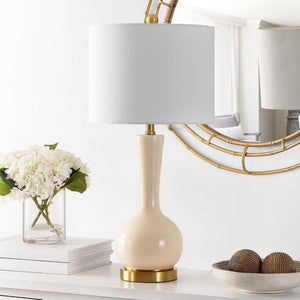 Safavieh GAETNA, Elegant Glass Table Lamp for Ambient Lighting in Living Rooms, Bedrooms, and Offices Ivory TBL4255C