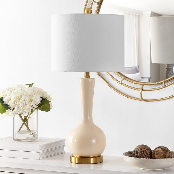 Safavieh GAETNA, Elegant Glass Table Lamp for Ambient Lighting in Living Rooms, Bedrooms, and Offices Ivory TBL4255C