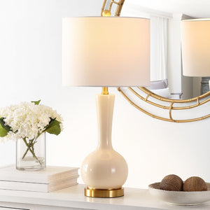 Safavieh GAETNA, Elegant Glass Table Lamp for Ambient Lighting in Living Rooms, Bedrooms, and Offices Ivory TBL4255C