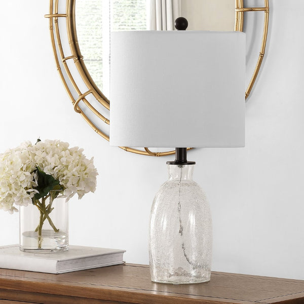 Safavieh NAKULA, 23.5 INCH CLEAR GLASS TABLE LAMP - Elegant, Modern Illumination for Any Room Décor Style TBL4257A