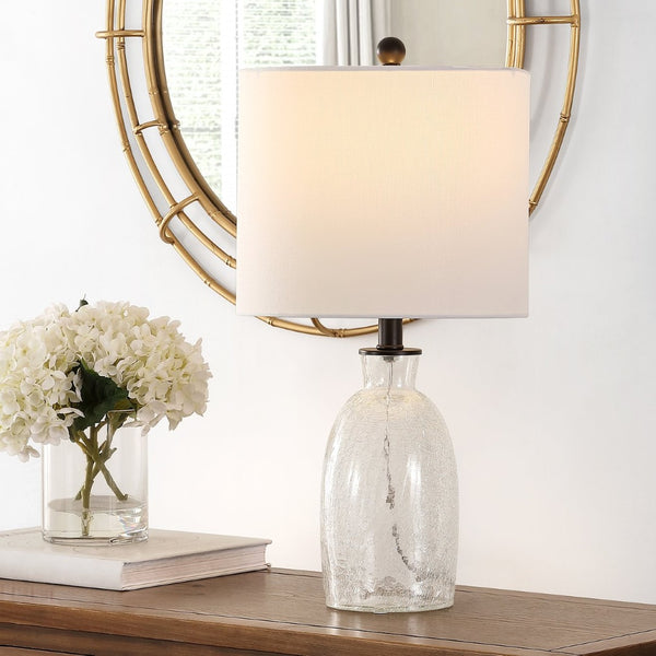 Safavieh NAKULA, 23.5 INCH CLEAR GLASS TABLE LAMP - Elegant, Modern Illumination for Any Room Décor Style TBL4257A