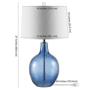Safavieh NADINE, Elegant 27-Inch Glass Table Lamp for Stylish Home Décor, Perfect for Any Room Ambiance Blue TBL4259B