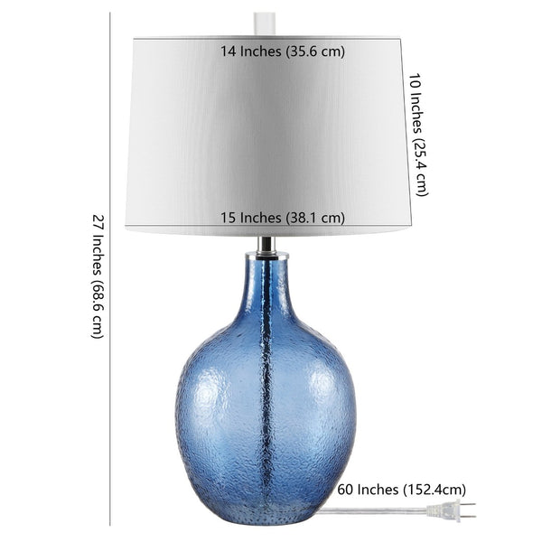 Safavieh NADINE, Elegant 27-Inch Glass Table Lamp for Stylish Home Décor, Perfect for Any Room Ambiance Blue TBL4259B