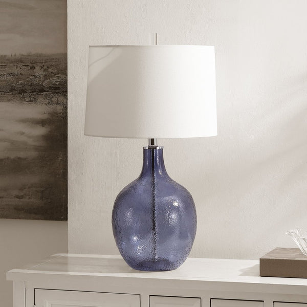 Safavieh NADINE, Elegant 27-Inch Glass Table Lamp for Stylish Home Décor, Perfect for Any Room Ambiance Blue TBL4259B