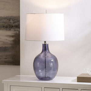 Safavieh NADINE, Elegant 27-Inch Glass Table Lamp for Stylish Home Décor, Perfect for Any Room Ambiance Blue TBL4259B