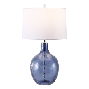Safavieh NADINE, Elegant 27-Inch Glass Table Lamp for Stylish Home Décor, Perfect for Any Room Ambiance Blue TBL4259B