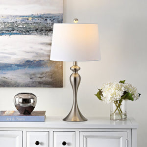 Safavieh BAYAN, 28-Inch Nickel Iron Table Lamp - Elegant Minimalist Design for Modern Home & Office Decor TBL4260A
