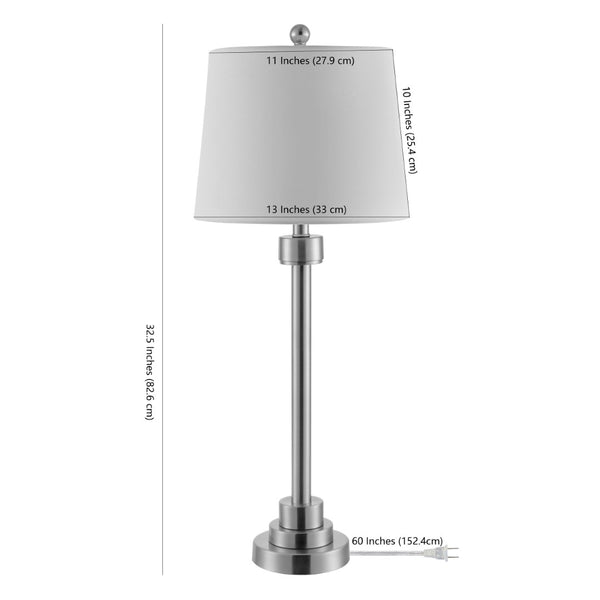 Safavieh BAXTER, Modern Nickel Iron Table Lamp – 32.5 Inch Minimalist Design for Home & Office Lighting TBL4262A