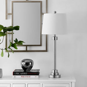 Safavieh BAXTER, Modern Nickel Iron Table Lamp – 32.5 Inch Minimalist Design for Home & Office Lighting TBL4262A