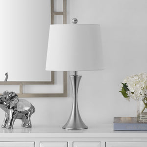 Safavieh BENITA, 24.5 Inch Polished Nickel Iron Table Lamp – Modern Elegance for Living Rooms & Bedrooms TBL4263A