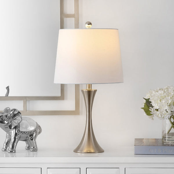 Safavieh BENITA, 24.5 Inch Polished Nickel Iron Table Lamp – Modern Elegance for Living Rooms & Bedrooms TBL4263A