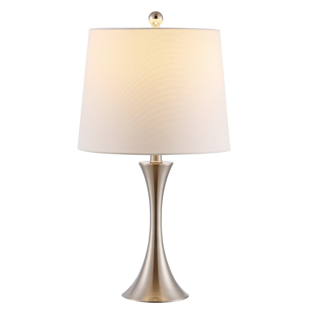 Safavieh BENITA, 24.5 Inch Polished Nickel Iron Table Lamp – Modern Elegance for Living Rooms & Bedrooms TBL4263A