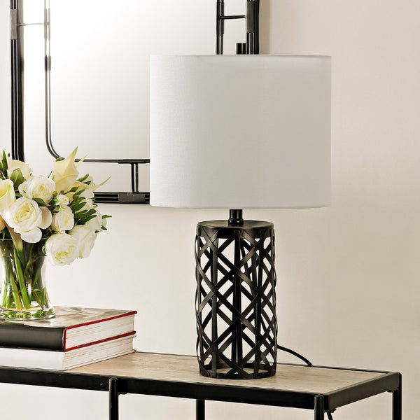 Safavieh BERNY, 22-Inch Black Iron Table Lamp - Stylish Geometric Design for Modern Living & Office Spaces TBL4264A