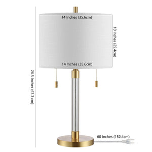 Safavieh BIXBY, Elegant 26.5-Inch White Glass Table Lamp with Brass Accents for Modern Home Decor Style TBL4265A