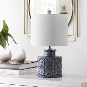 Safavieh BIJOU, 18-Inch Serene Blue Ceramic Table Lamp - Modern Design with Soft Ambient Lighting Accent TBL4267A