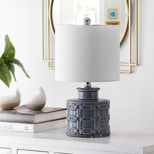 Safavieh BIJOU, 18-Inch Serene Blue Ceramic Table Lamp - Modern Design with Soft Ambient Lighting Accent TBL4267A