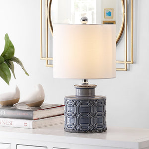 Safavieh BIJOU, 18-Inch Serene Blue Ceramic Table Lamp - Modern Design with Soft Ambient Lighting Accent TBL4267A