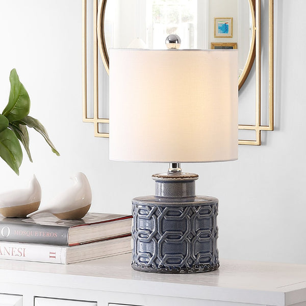 Safavieh BIJOU, 18-Inch Serene Blue Ceramic Table Lamp - Modern Design with Soft Ambient Lighting Accent TBL4267A