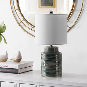 Safavieh BORIS, 20-Inch Blue-Green Ceramic Table Lamp – Modern Accent Light for Living Room & Bedroom Decor TBL4268A
