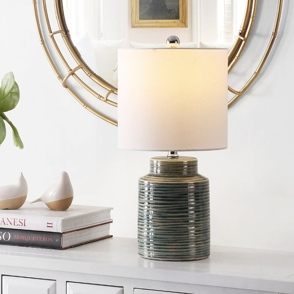 Safavieh BORIS, 20-Inch Blue-Green Ceramic Table Lamp – Modern Accent Light for Living Room & Bedroom Decor TBL4268A