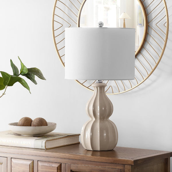 Safavieh WADE, Elegant 25.5-Inch Ceramic Table Lamp for Ambient Lighting in Living Rooms & Bedrooms Ivory TBL4274B