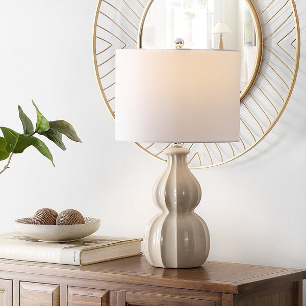 Safavieh WADE, Elegant 25.5-Inch Ceramic Table Lamp for Ambient Lighting in Living Rooms & Bedrooms Ivory TBL4274B