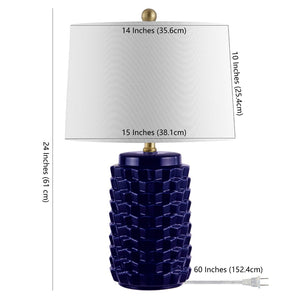 Safavieh WELDON, Elegant 24-Inch Ceramic Table Lamp for Modern Decor, Soft Ambient Light, Versatile Design Navy TBL4275A
