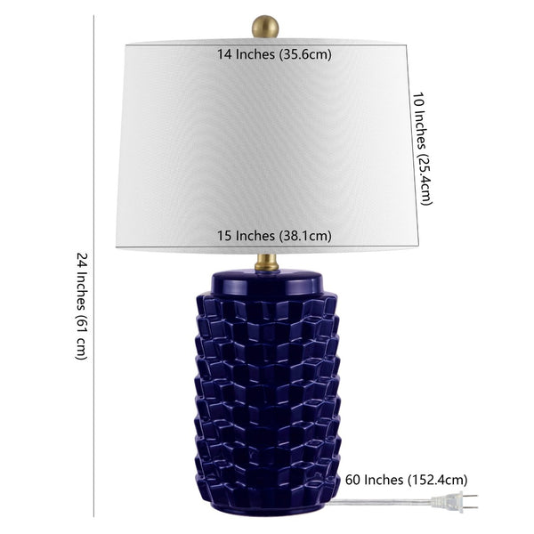 Safavieh WELDON, Elegant 24-Inch Ceramic Table Lamp for Modern Decor, Soft Ambient Light, Versatile Design Navy TBL4275A