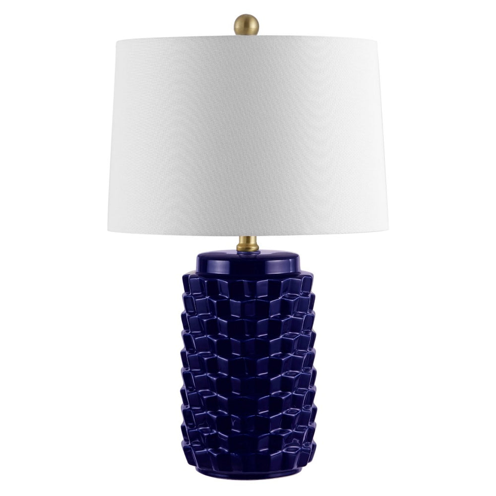 Safavieh WELDON, Elegant 24-Inch Ceramic Table Lamp for Modern Decor, Soft Ambient Light, Versatile Design Navy TBL4275A