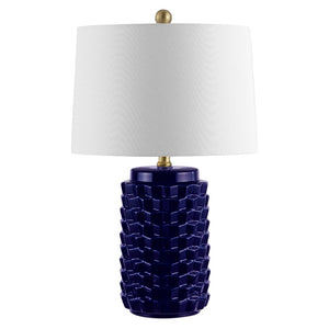 Safavieh WELDON, Elegant 24-Inch Ceramic Table Lamp for Modern Decor, Soft Ambient Light, Versatile Design Navy TBL4275A