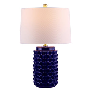 Safavieh WELDON, Elegant 24-Inch Ceramic Table Lamp for Modern Decor, Soft Ambient Light, Versatile Design Navy TBL4275A
