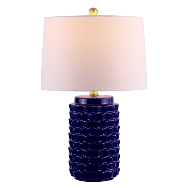 Safavieh WELDON, Elegant 24-Inch Ceramic Table Lamp for Modern Decor, Soft Ambient Light, Versatile Design Navy TBL4275A