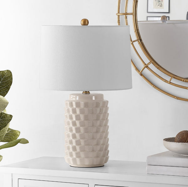 Safavieh WELDON, Elegant 24-Inch Ceramic Table Lamp for Modern Decor, Soft Ambient Light, Versatile Design Ivory TBL4275B