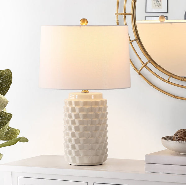 Safavieh WELDON, Elegant 24-Inch Ceramic Table Lamp for Modern Decor, Soft Ambient Light, Versatile Design Ivory TBL4275B