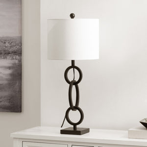 Safavieh Alaia, 29.5 Inch, Black, Iron Table Lamp White Shade Metal