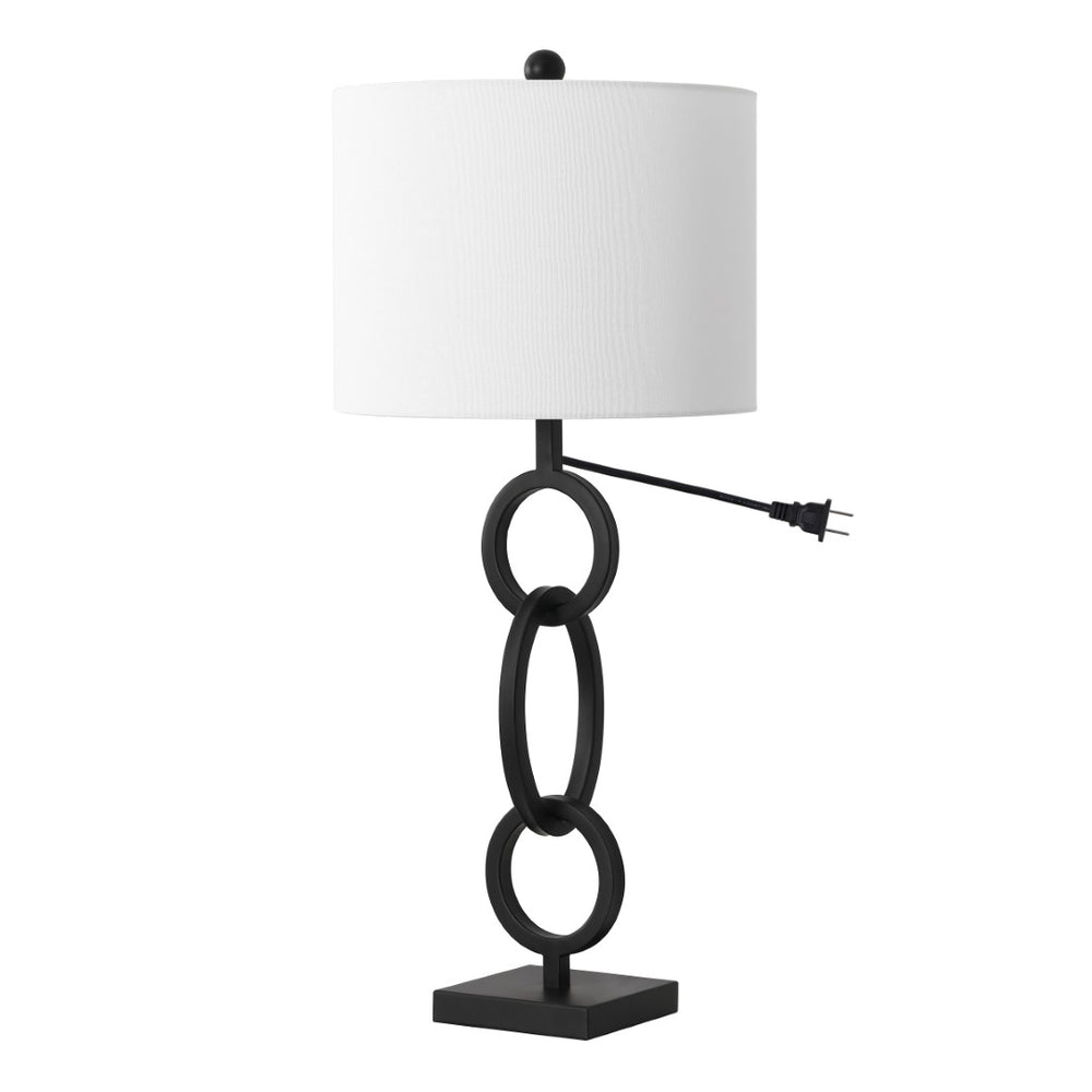 Safavieh Alaia, 29.5 Inch, Black, Iron Table Lamp White Shade Metal